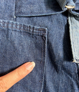 Vintage 1940s jeans . buckleback side button denim . 28-29 waist