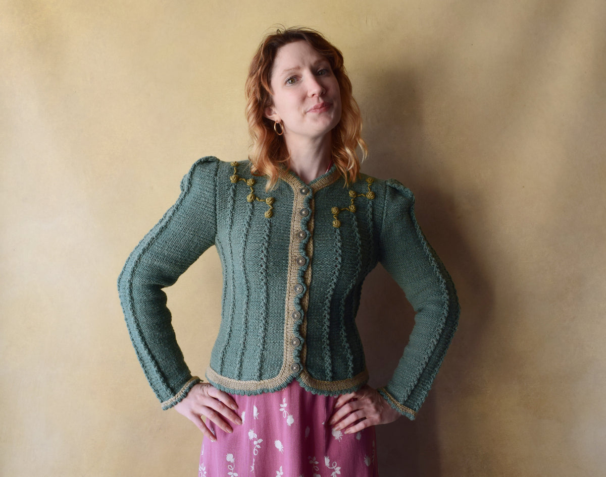 1980s hand knit sweater Wolkenstricker Bavarian cardigan size