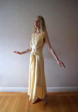 Load image into Gallery viewer, 1940s silk satin gown . vintage yellow slip dress . size small to s/m
