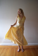 Load image into Gallery viewer, 1940s silk satin gown . vintage yellow slip dress . size small to s/m