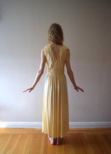 Load image into Gallery viewer, 1940s silk satin gown . vintage yellow slip dress . size small to s/m