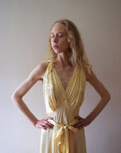 Load image into Gallery viewer, 1940s silk satin gown . vintage yellow slip dress . size small to s/m