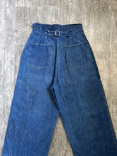 Load image into Gallery viewer, 1940s WAVES jeans . WWII naval buckle back denim . 26 waist