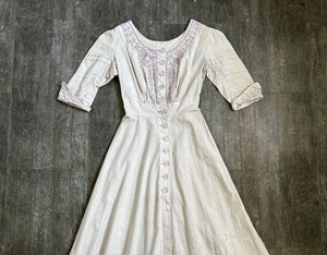 1900s antique dress . vintage Edwardian linen dress . size xs to xs/s