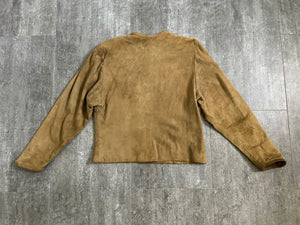 1930s suede leather jacket . vintage appliqué jacket . size small to medium