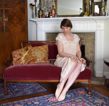 Load image into Gallery viewer, 1920s silk chiffon and lace chemise dress . size small to m/l