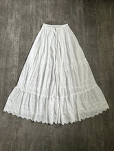 Load image into Gallery viewer, Antique embroidered petticoat . vintage white skirt . size xs