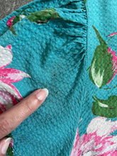 Load image into Gallery viewer, 1940s rose print dress . vintage 40s seersucker dress . size xl