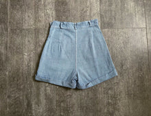 Load image into Gallery viewer, 1950s pincheck shorts . vintage 50s blue shorts . 24-25 waist