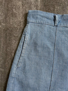 1950s pincheck shorts . vintage 50s blue shorts . 24-25 waist