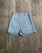 Load image into Gallery viewer, 1950s pincheck shorts . vintage 50s blue shorts . 24-25 waist
