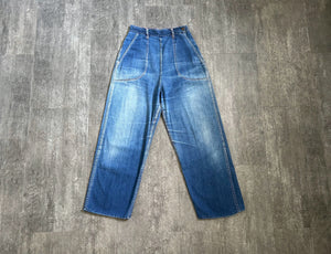Vintage 1950s side zip denim pants . 50s jeans . 26-28 waist
