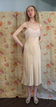 Load image into Gallery viewer, 1930s silk slip dress . lace and satin slip . size small to s/m