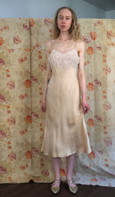 Load image into Gallery viewer, 1930s silk slip dress . lace and satin slip . size small to s/m