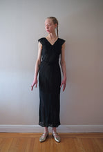 Load image into Gallery viewer, 1940s black silk chiffon gown . bias cut nightgown . size xs to s/m