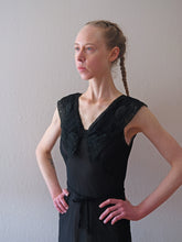 Load image into Gallery viewer, 1940s black silk chiffon gown . bias cut nightgown . size xs to s/m