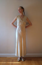 Load image into Gallery viewer, 1930s silk satin bias cut gown . vintage wedding dress . size small to medium