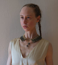 Load image into Gallery viewer, Vintage 1950s pearl rhinestone and crochet collar