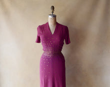 Load image into Gallery viewer, 1940s studded dress . vintage 40s dress . size xs to xs/s