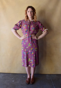 1930s silk dress . vintage 30s dress . size m to m/l