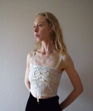 Load image into Gallery viewer, 1920s antique lace bralette and silk ribbon camisole . size xxs to xs