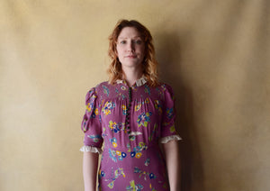 1930s silk dress . vintage 30s dress . size m to m/l