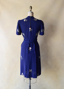 RESERVED . Late 1930s embroidered dress . 30s 40s dress . size xs to s