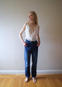 Antique corset cover . vintage Edwardian era cotton top . size small to xl