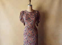 Load image into Gallery viewer, 1930s rayon dress . vintage 30s dress . size xs to s