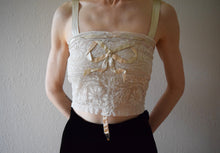 Load image into Gallery viewer, 1920s antique lace bralette and silk ribbon camisole . size xxs to xs