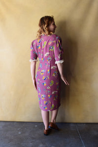 1930s silk dress . vintage 30s dress . size m to m/l