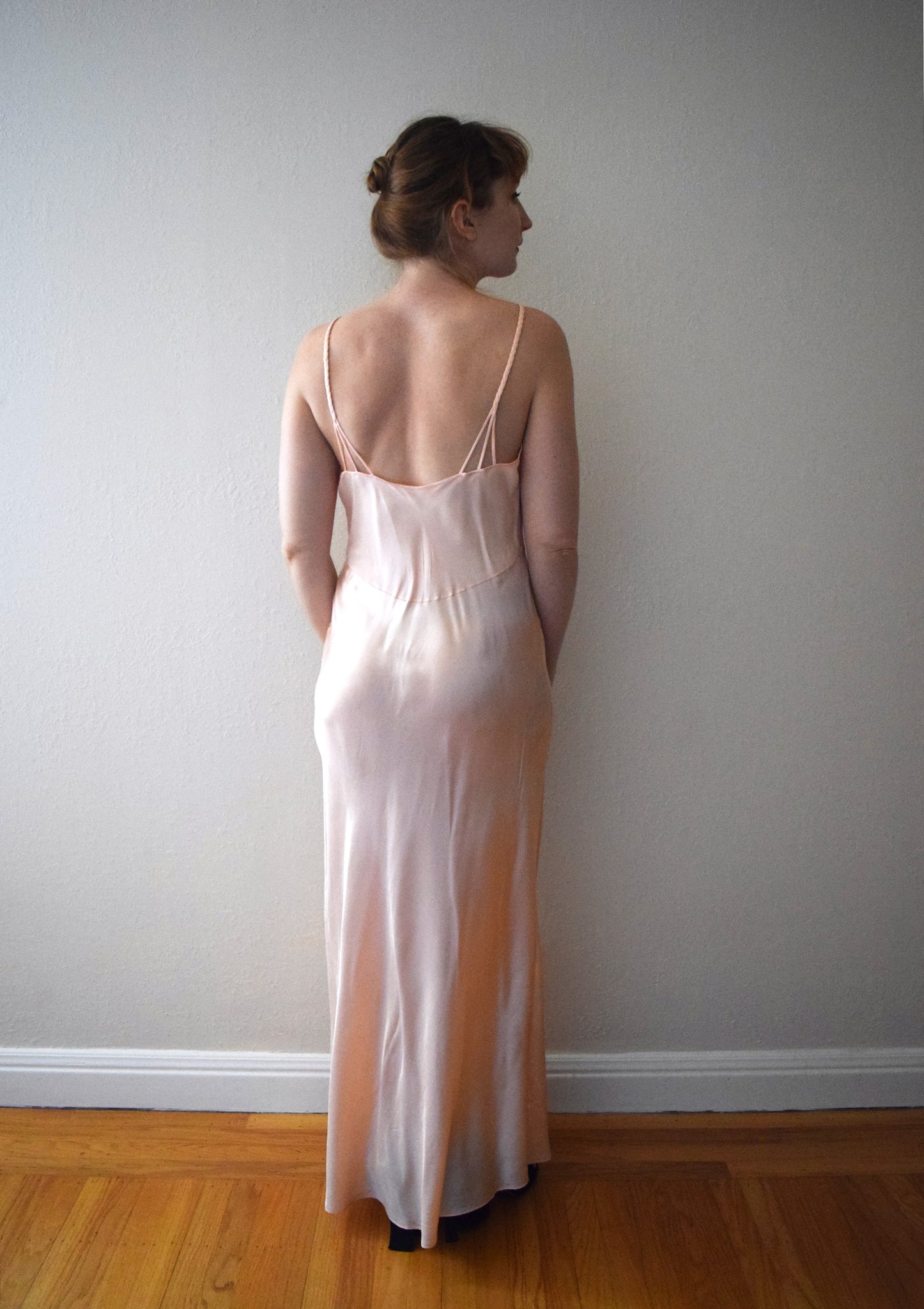 1940s bias cut satin nightgown vintage slip size small to m l bluefennel