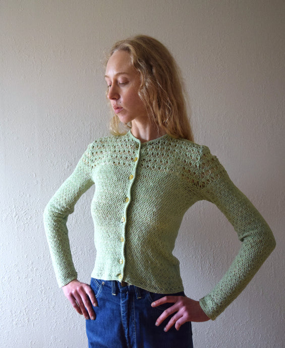 1930s cardigan . vintage 30s cotton chenille sweater . size xs to small