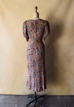 Load image into Gallery viewer, 1930s rayon dress . vintage 30s dress . size xs to s