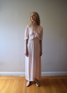 1930s 1940s blush pink silk satin gown . size large to xxl