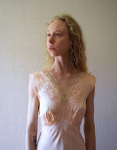 Load image into Gallery viewer, 1930s silk satin bias cut gown . vintage 30s pink slip dress . size small to s/m