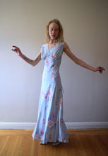 Load image into Gallery viewer, 1940s floral print gown . vintage bias cut slip dress . size medium to large
