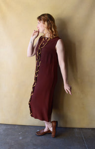 1930s rayon dress . vintage 30s dress . size xs to s