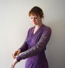 Load image into Gallery viewer, Vintage 1940s Adele Simpson star studded dress . size medium to large