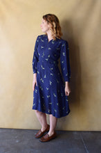 Load image into Gallery viewer, 1940s rayon dress . blue vintage 40s dress . size s to m