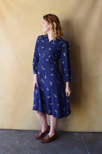 Load image into Gallery viewer, 1940s rayon dress . blue vintage 40s dress . size s to m