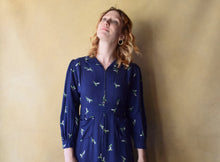 Load image into Gallery viewer, 1940s rayon dress . blue vintage 40s dress . size s to m