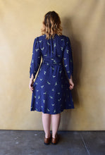 Load image into Gallery viewer, 1940s rayon dress . blue vintage 40s dress . size s to m