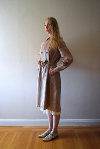 1940s hooded raincoat . vintage 40s satin trench coat . size small to large