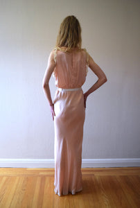 1930s bias cut silk gown . vintage 30s slip dress . size medium to large