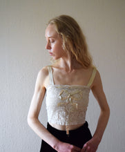 Load image into Gallery viewer, 1920s antique lace bralette and silk ribbon camisole . size xxs to xs