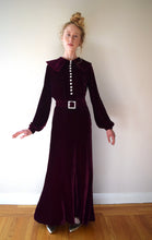 Load image into Gallery viewer, 1930s silk velvet gown . vintage 30s velvet dress . size xs to small