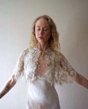 Load image into Gallery viewer, Antique lace capelet . vintage bridal cape