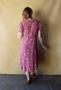 1930s 1940s dress . vintage 30s 40s dress . size m to m/l