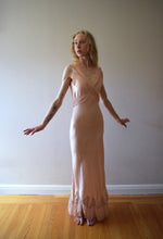 Load image into Gallery viewer, 1930s bias cut silk satin and chiffon gown . size xs to small